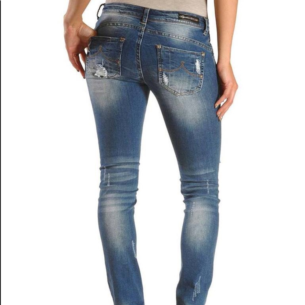 GRACE IN LA distressed skinny blue jeans 25 NWT